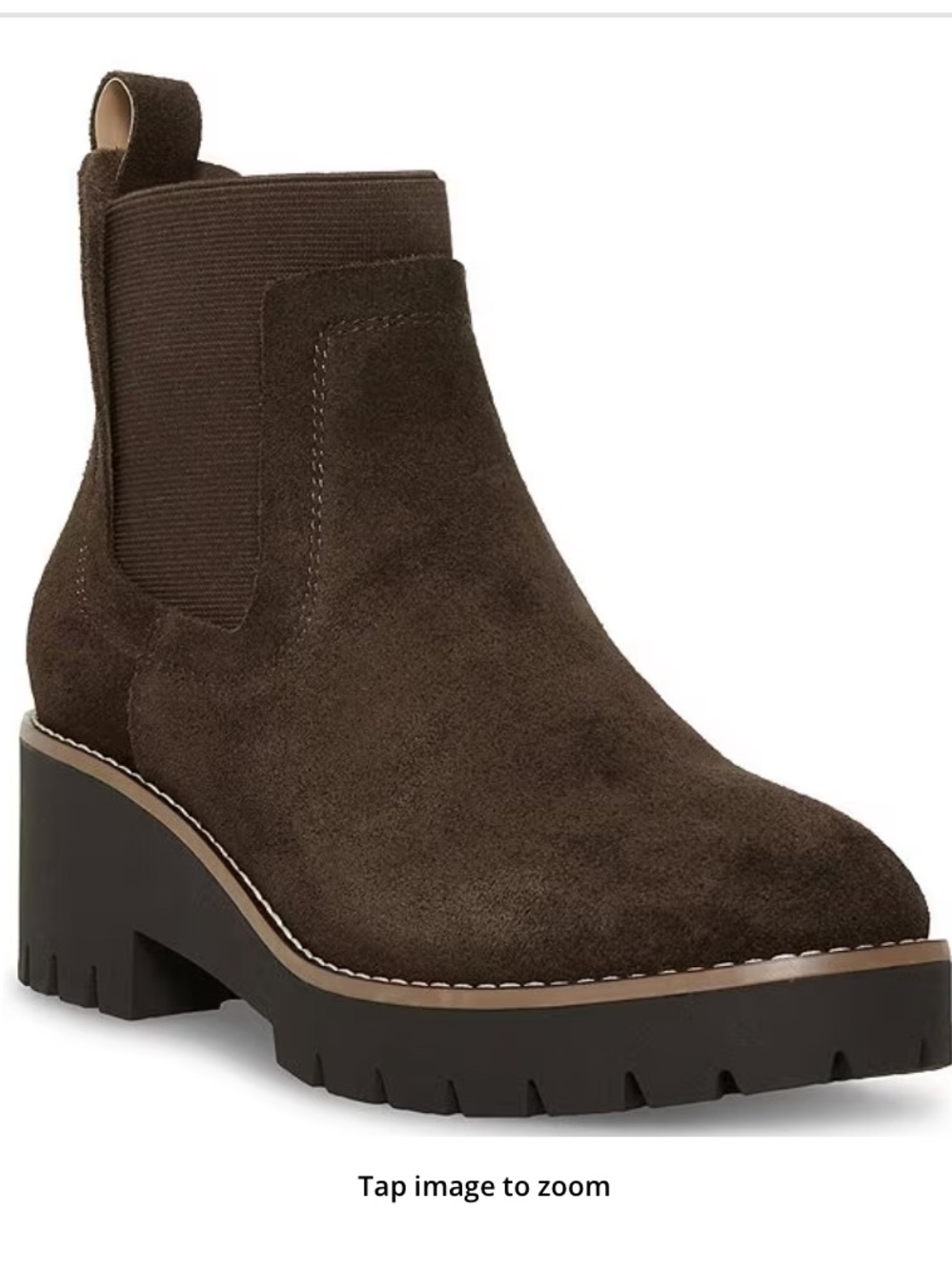 Blondo Dark Brown Suede Chelsea Lug Booties